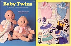 Crochet soft-sculpture Baby Twins are 20" tall.