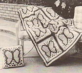 Shady Lane Butterfly Afghan and Square Pillow