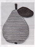 Shady Lane Fruit Potholder Mitts: Pear (original b/w)