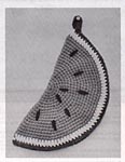 Shady Lane Fruit Potholder Mitts: Watermelon Slice (original b/w)