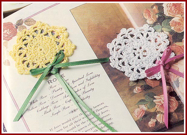 Crocheted sundrop and snowflake ornaments