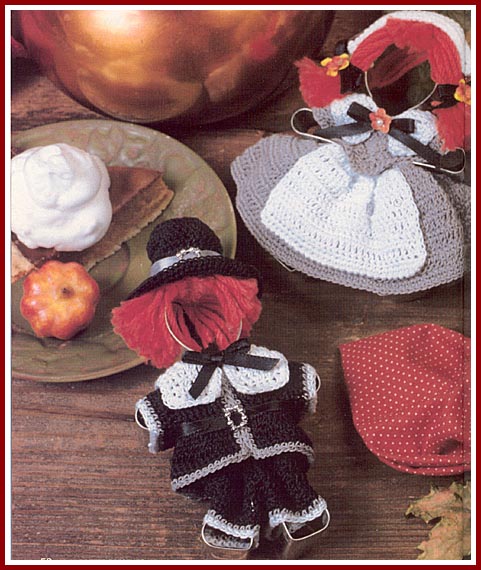 Pilgrim Cookie Cutter Dolls, published by Annie Potter Presents in the Seasons of Crochet book.