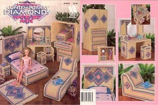 Annie's Attic Plastic Canvas Fashion Doll Contemporary Diamonds Water Bed Suite