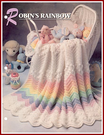 Robynes Rainbow zigzag baby afghan