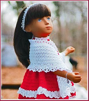 Sasha doll in crocheted shawl